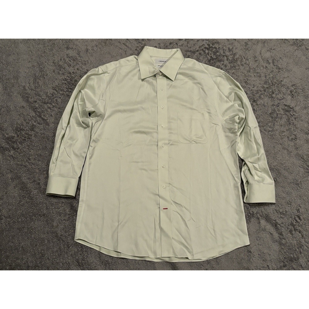 Cremieux Shirt Mens 33 Green 100s Herringbone Long Sleeve Button-Up Casual Dress